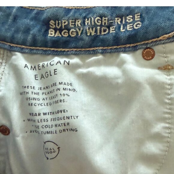 AE Super High-Rise Baggy Wide Leg Jeans – Blue, Size 8 - NWOT - Picture 8 of 8